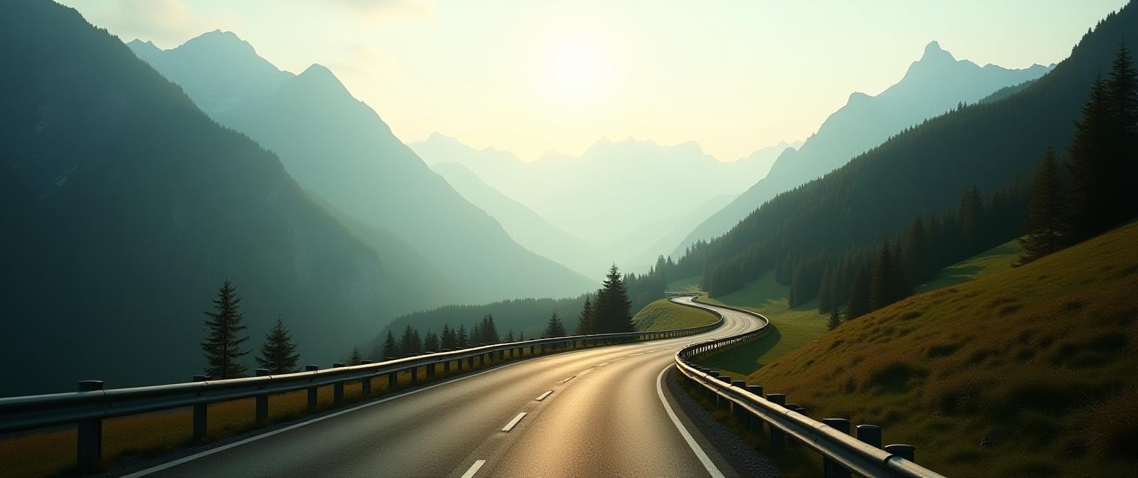 Austrian autobahn winding through mountain scenery